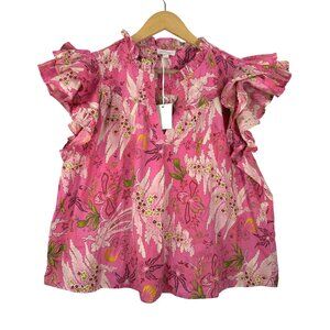 Jennifer Grace ruffle sleeve cottage core sophie‎ pink blouse sz XL